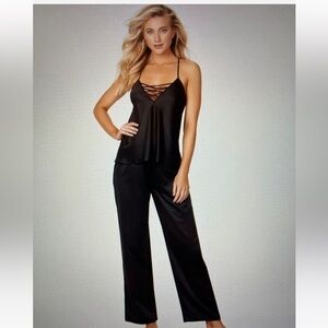 Frederick's of Hollywood Summer Lattice Lacing Pajama Set Satin Plus Size3X NWT